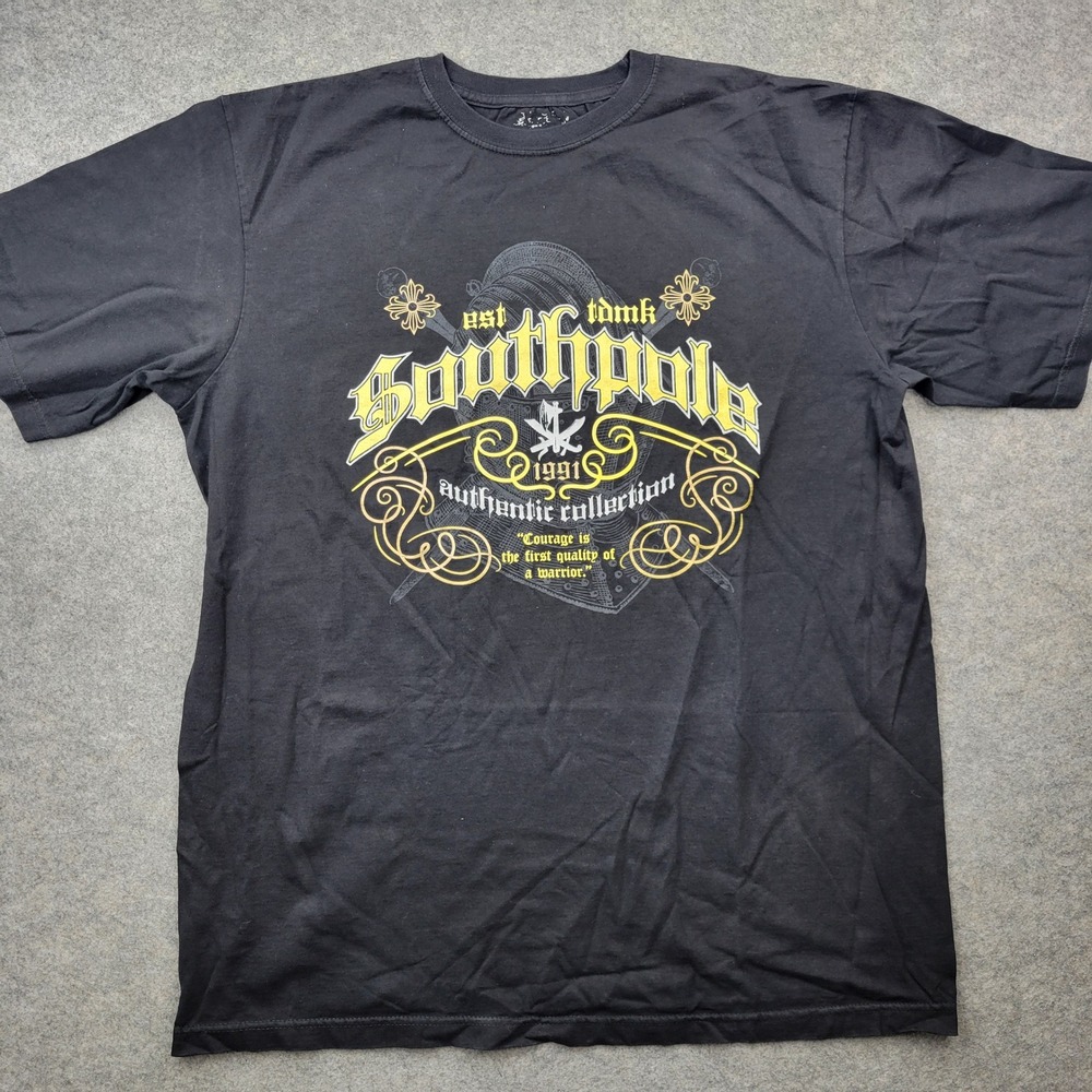Southpole Mens Authentic Collection Graphic T-Shirt Black Yellow Size 2XL 40283
